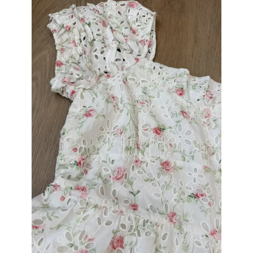 LoveShackFancy x Target Women's Clementine Floral Eyelet Short Dress Sz 12 - Picture 4 of 9